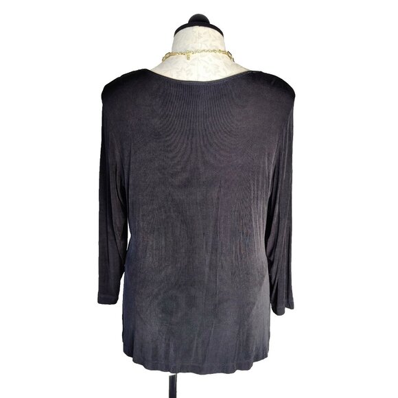 Chicos Travelers Black pullover Sz 3 XL black top drape Cowl Neck Stretch - Picture 4 of 5